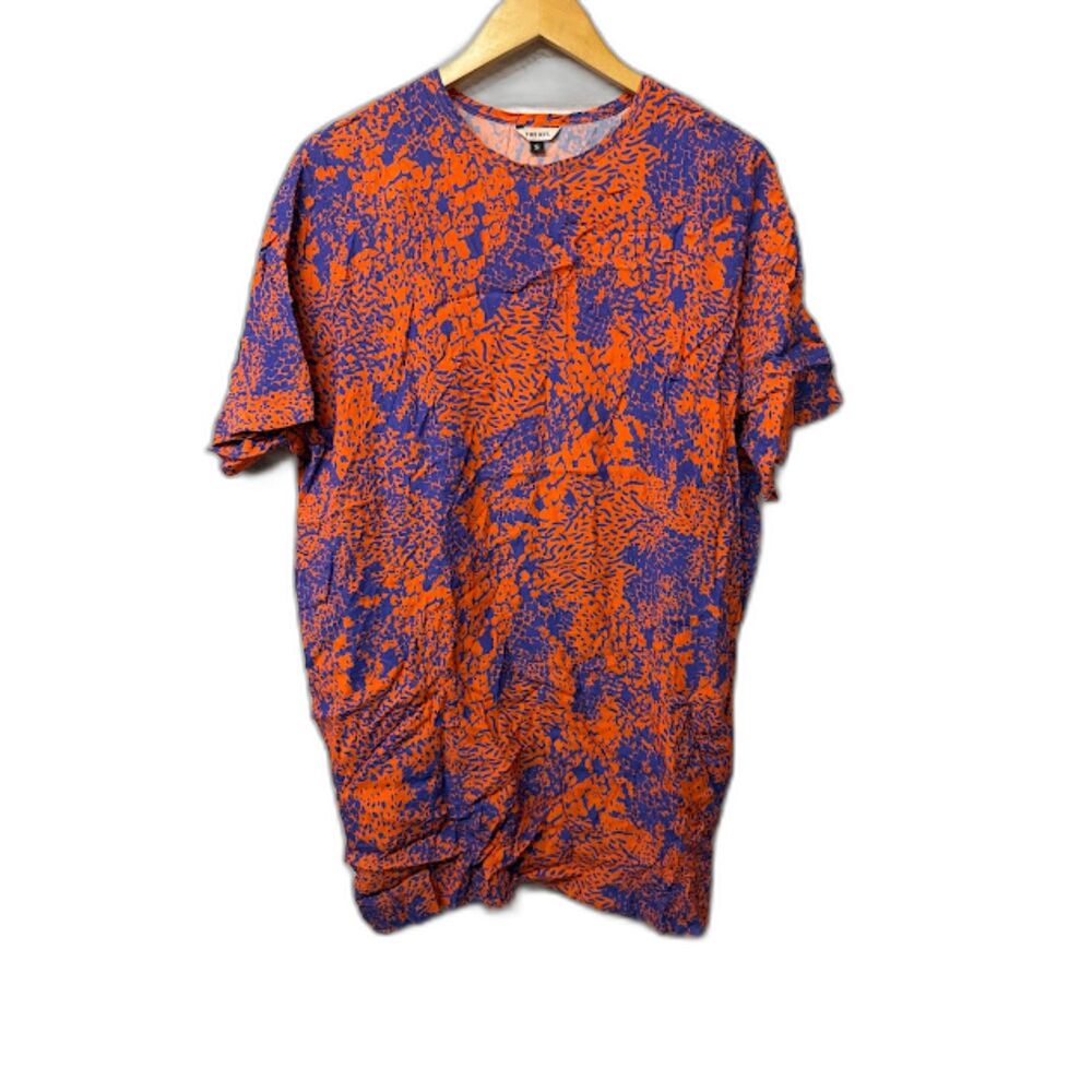 The Kit. Mini T Shirt Dress Orange Purple Abstract Cocktail Tunic Small Funky